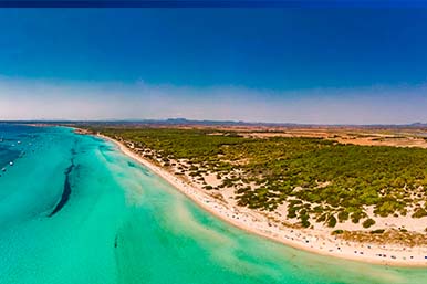 Vista aérea de la playa de Es Trenc