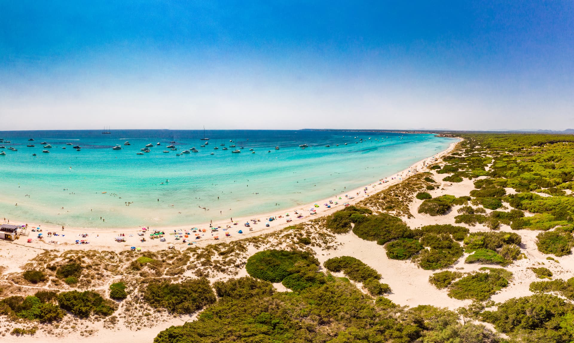 Dunes and es trenc natural park from the air