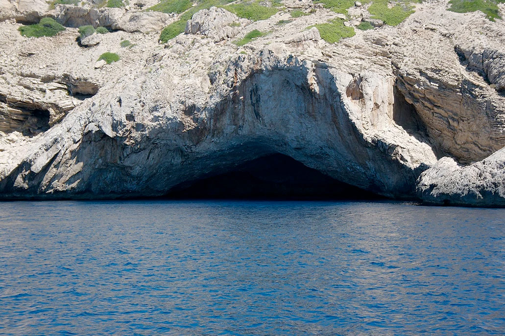 Cova Blava of Cabrera as seen from the sea