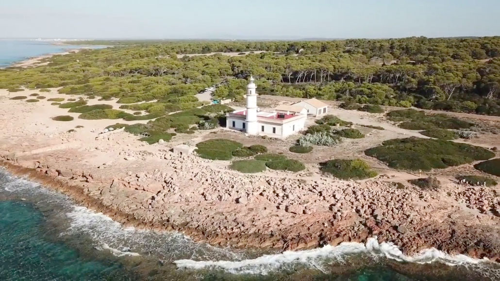 Leuchtturm von Ses Salines aus der Luft