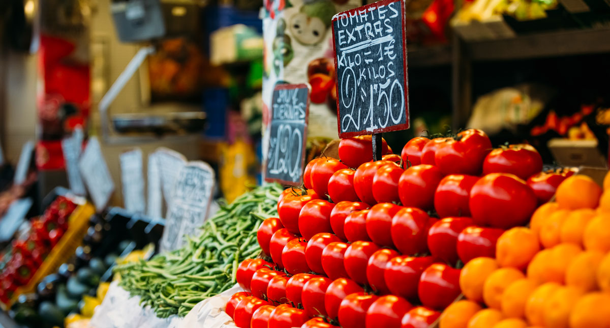 Fruit and vegetables at the Colonia de Sant Jordi market stall